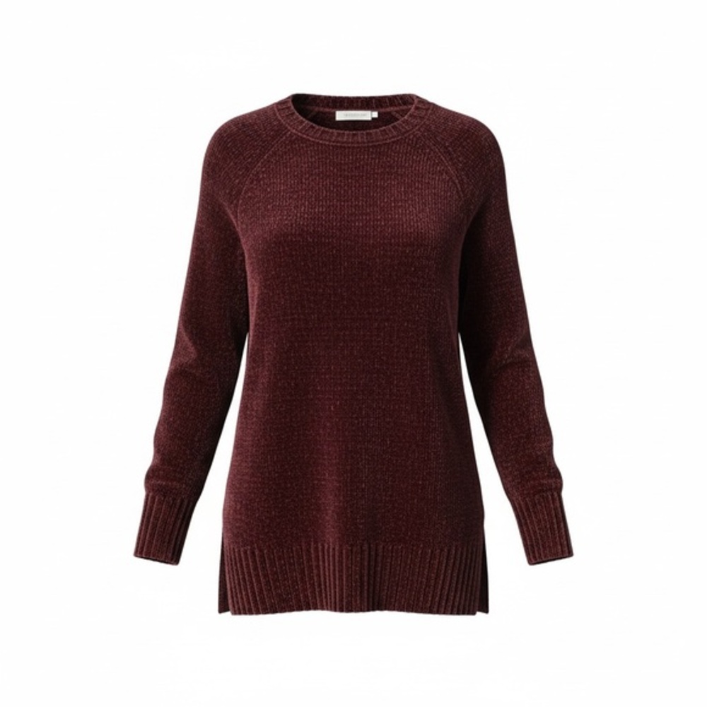 Pink Rose Chenille Sweater | Women’s Medium | Soft Cozy Maroon Knit